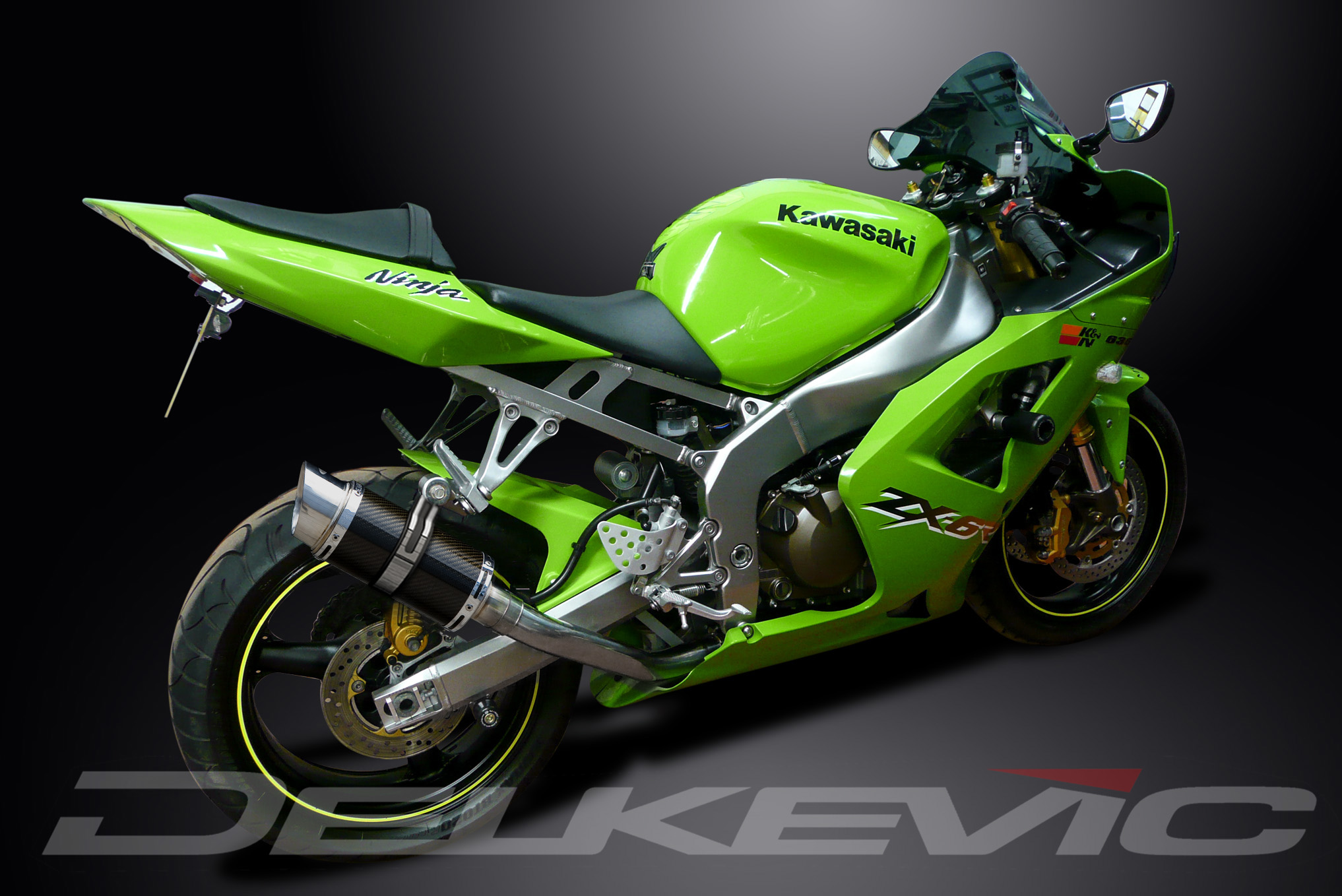 03 04 Kawasaki ZX6R ZX6R 636 NINJA Mini Carbon Muffler Exhaust