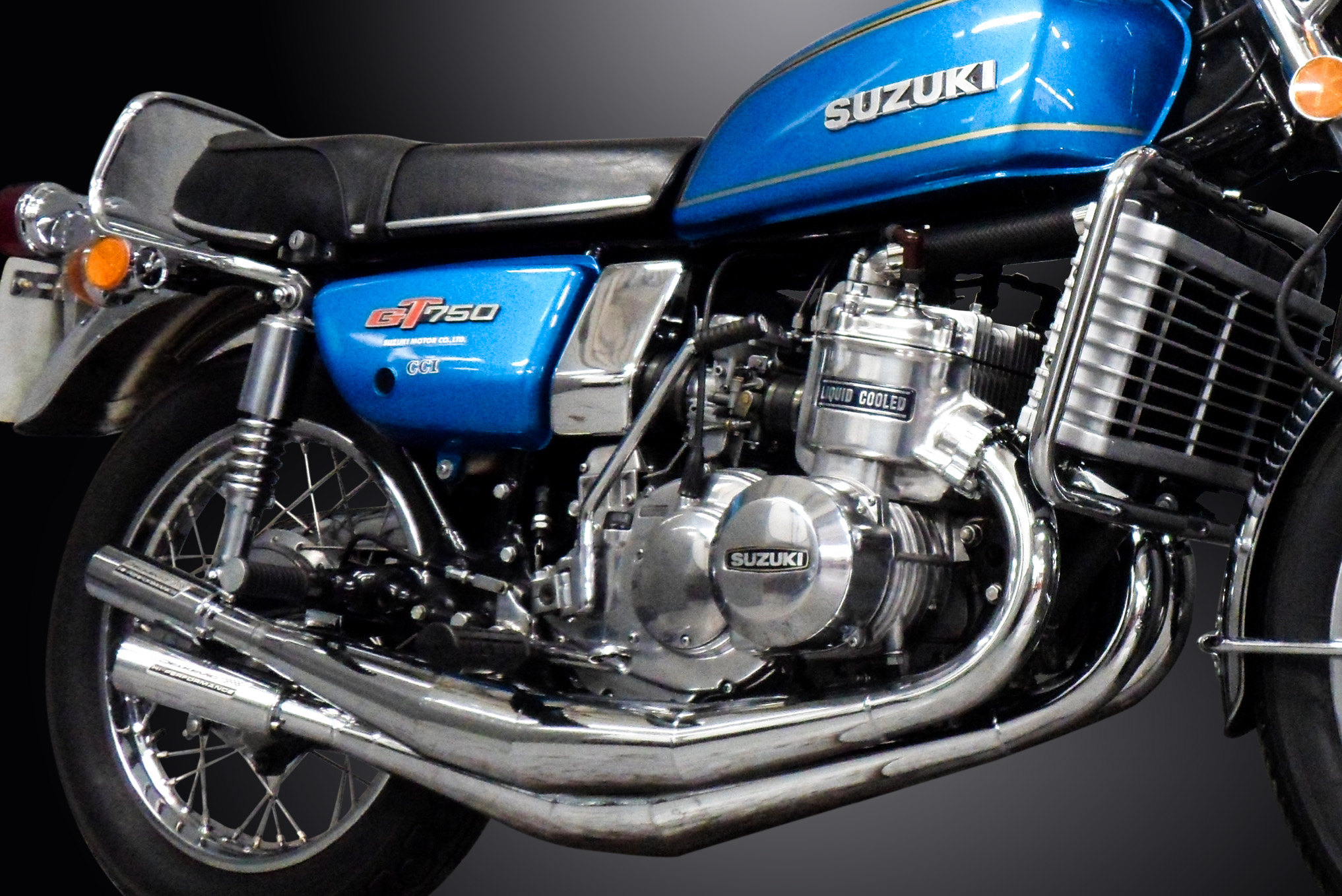 Suzuki GT750 74-78 Full 3-3 Chrome Performance Exhaust Expansion