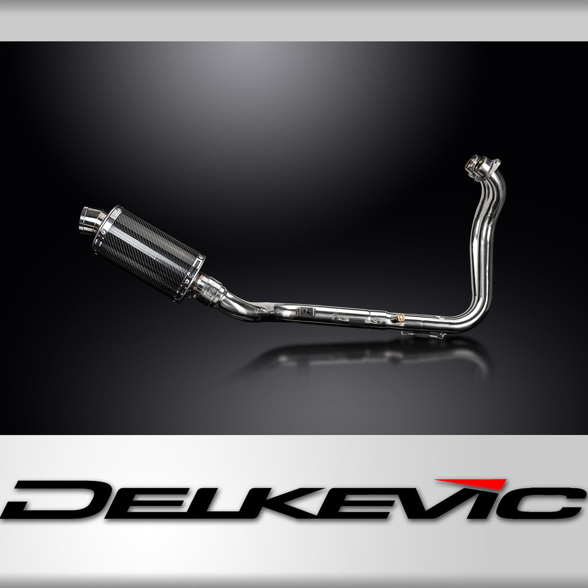 Delkevic Complete Exhaust with 9 Inch Oval Carbon Fiber Muffler