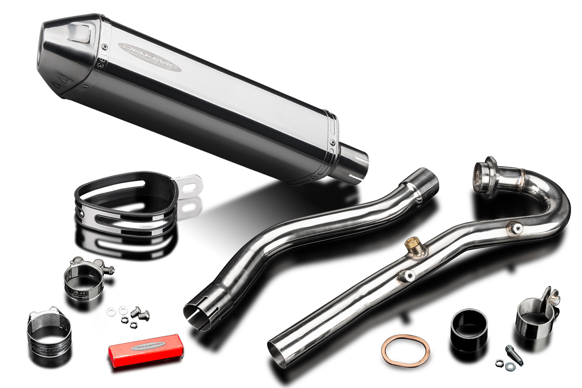 Delkevic Full Exhaust with 17 Inch Tri Oval Stainless Steel