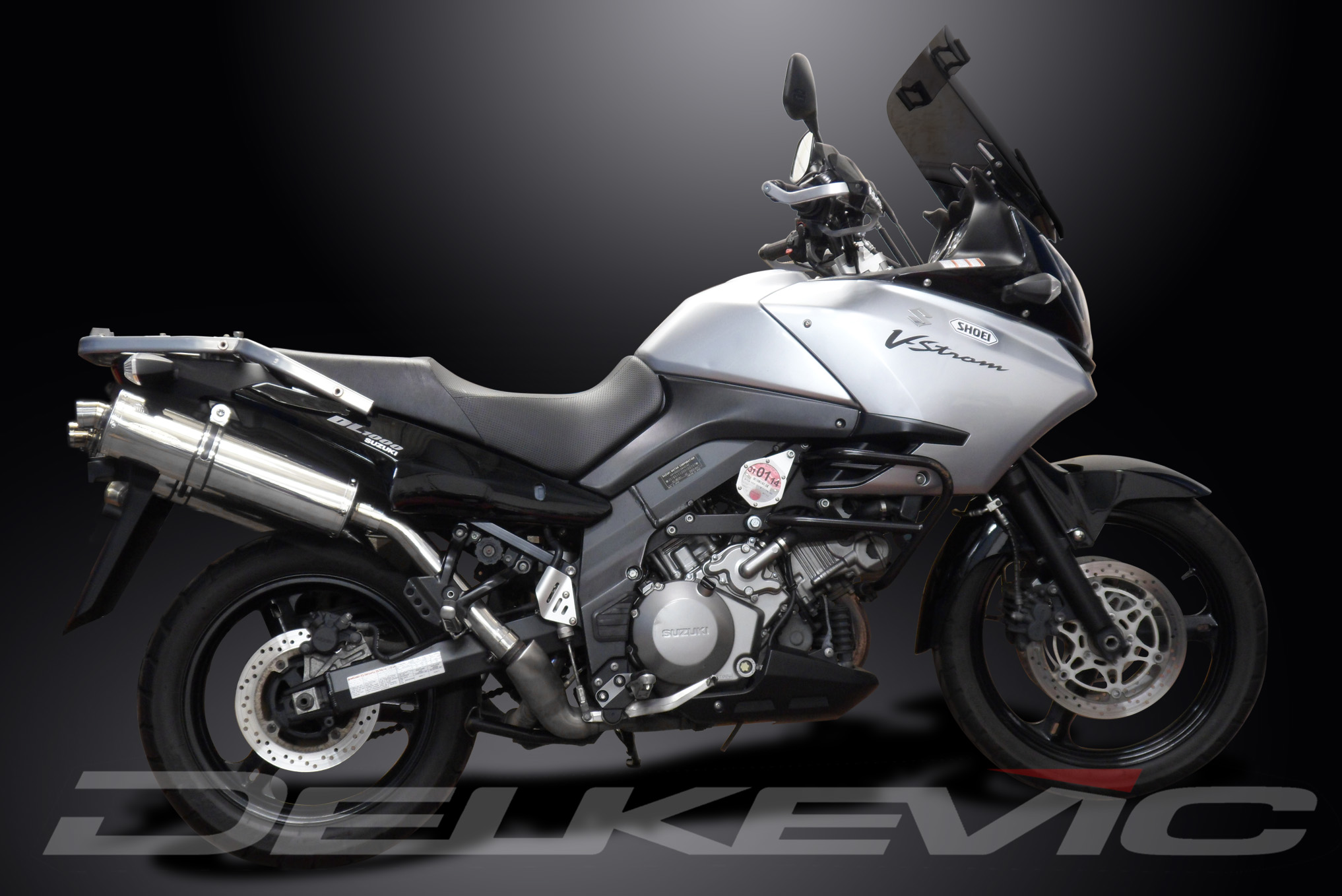 Стром 2. Delkevic глушитель для Suzuki v-Strom dl1000. Прямоточный глушитель Suzuki dl1000.