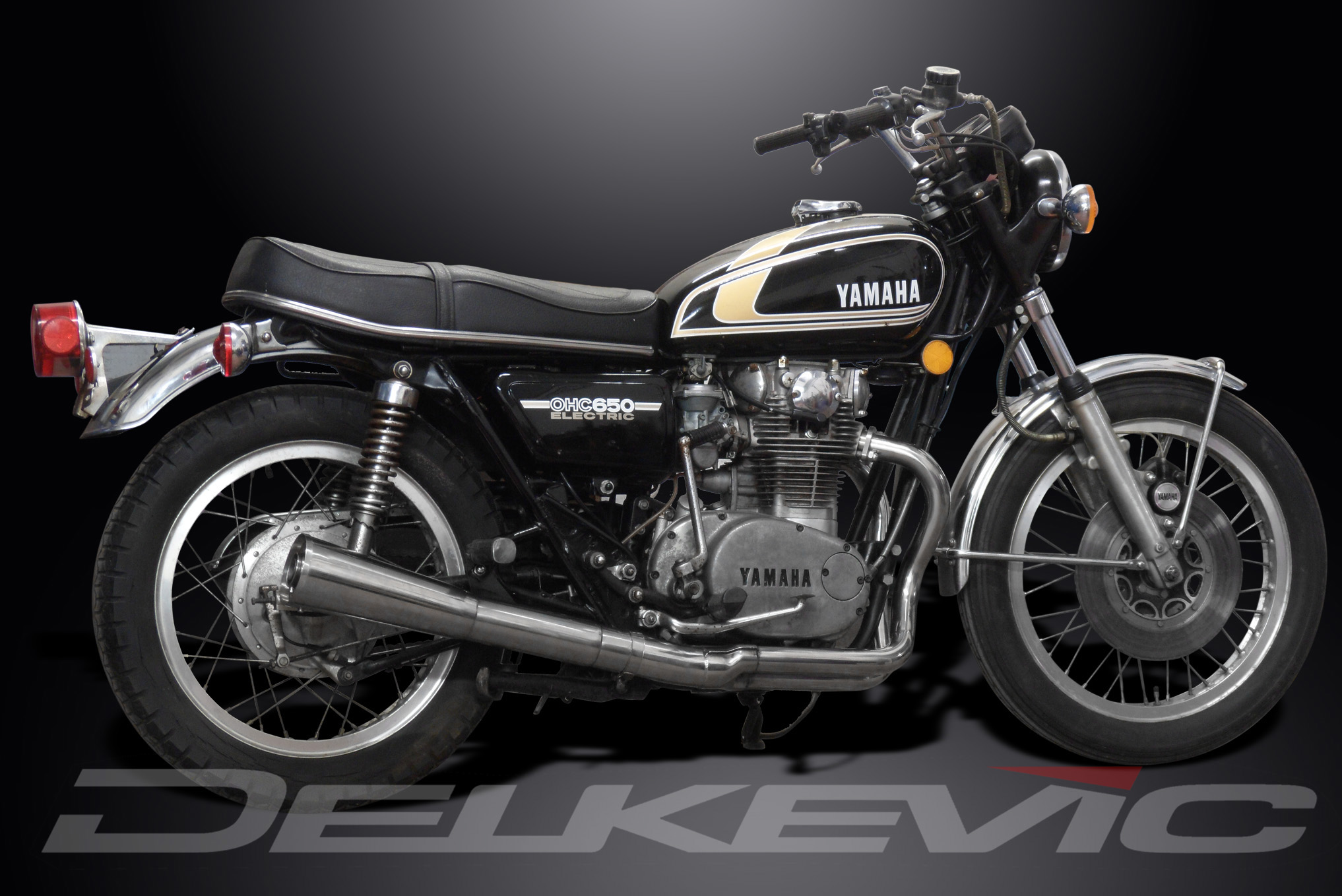 Yamaha XS650 74-81 Delkevic Full Exhaust 2-1 Stainless Classic